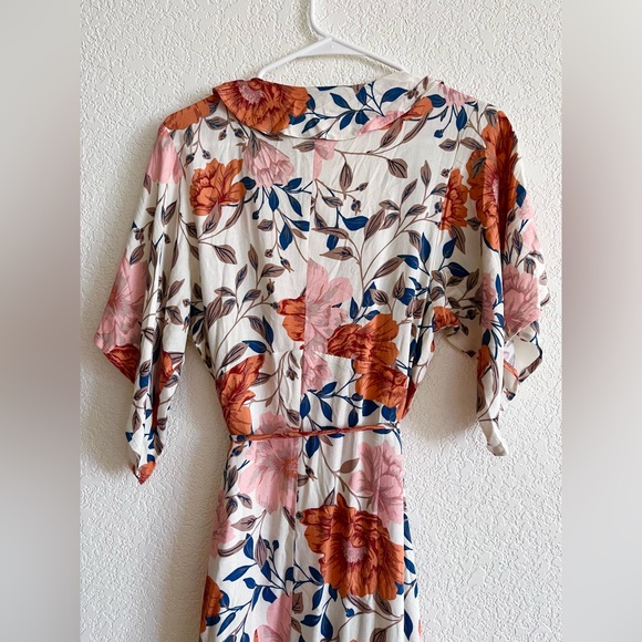 Saltwater Luxe • orange floral button down midi dress - Picture 4 of 5